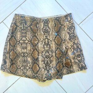 Sequined animal print skort